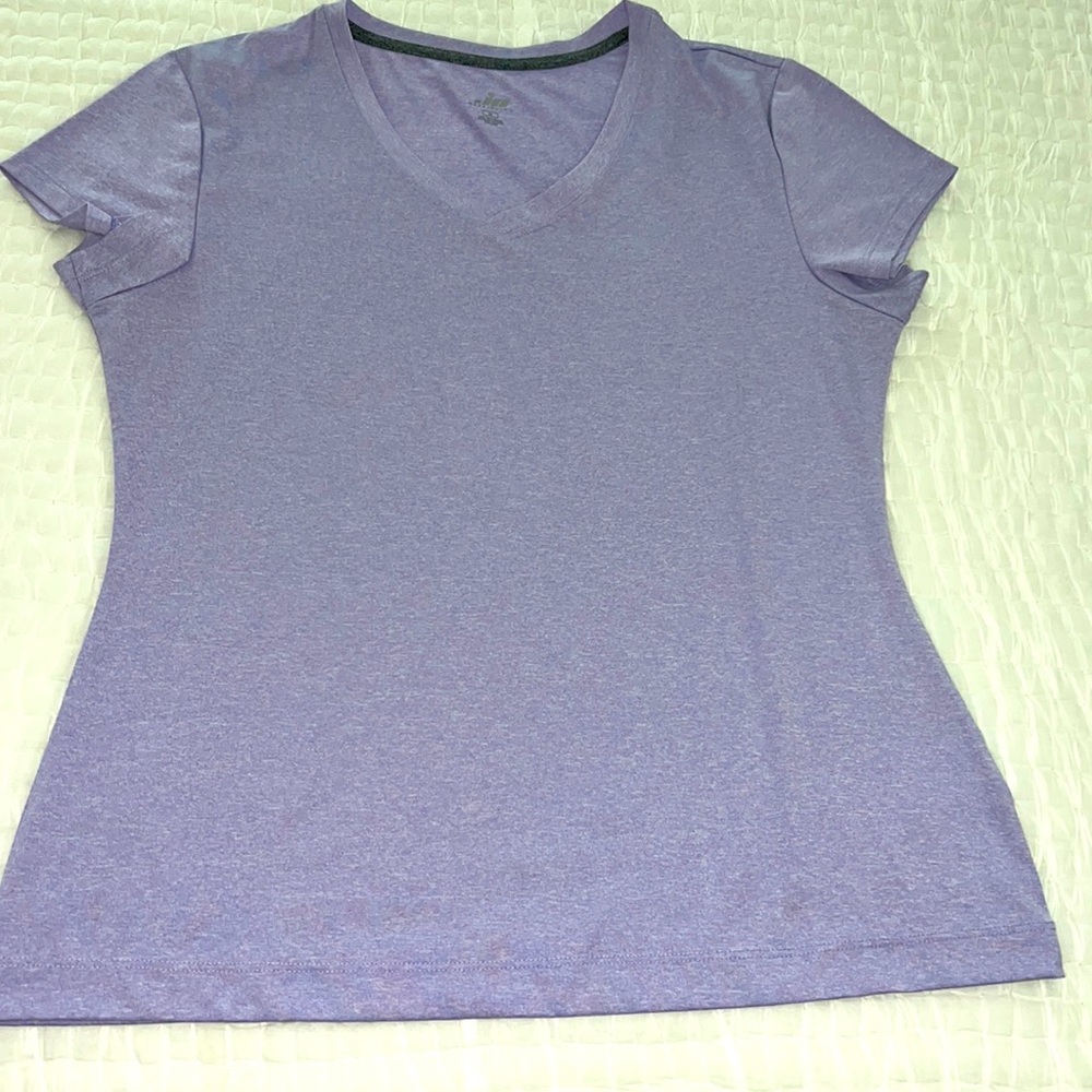 Heathered Light Purple V Neck Tech/Sports Top
